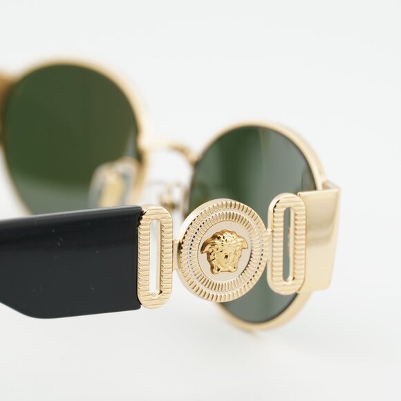 Versace VE2299 100271 Oval Sunglasses - Gold/Black/Dark Green main image 4